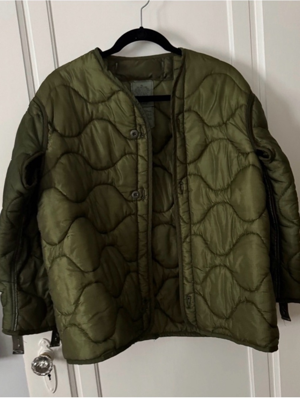 Olive Green Quilted Jacket Army Liner Size S
